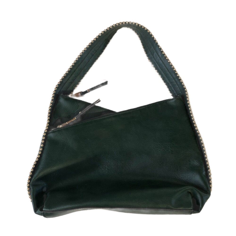INC International Concepts Green Hobo Shoulder Bag Gold Stud Faux Leather